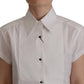 Dolce & Gabbana Elegant Sleeveless Tuxedo Blouse with Crystal Buttons