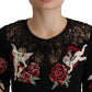 Dolce & Gabbana Black Lace Angel Roses Cardigan Sweater