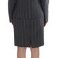 BENCIVENGA Elegant Gray Striped Dress & Blazer Suit Set