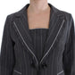 BENCIVENGA Elegant Gray Striped Dress & Blazer Suit Set