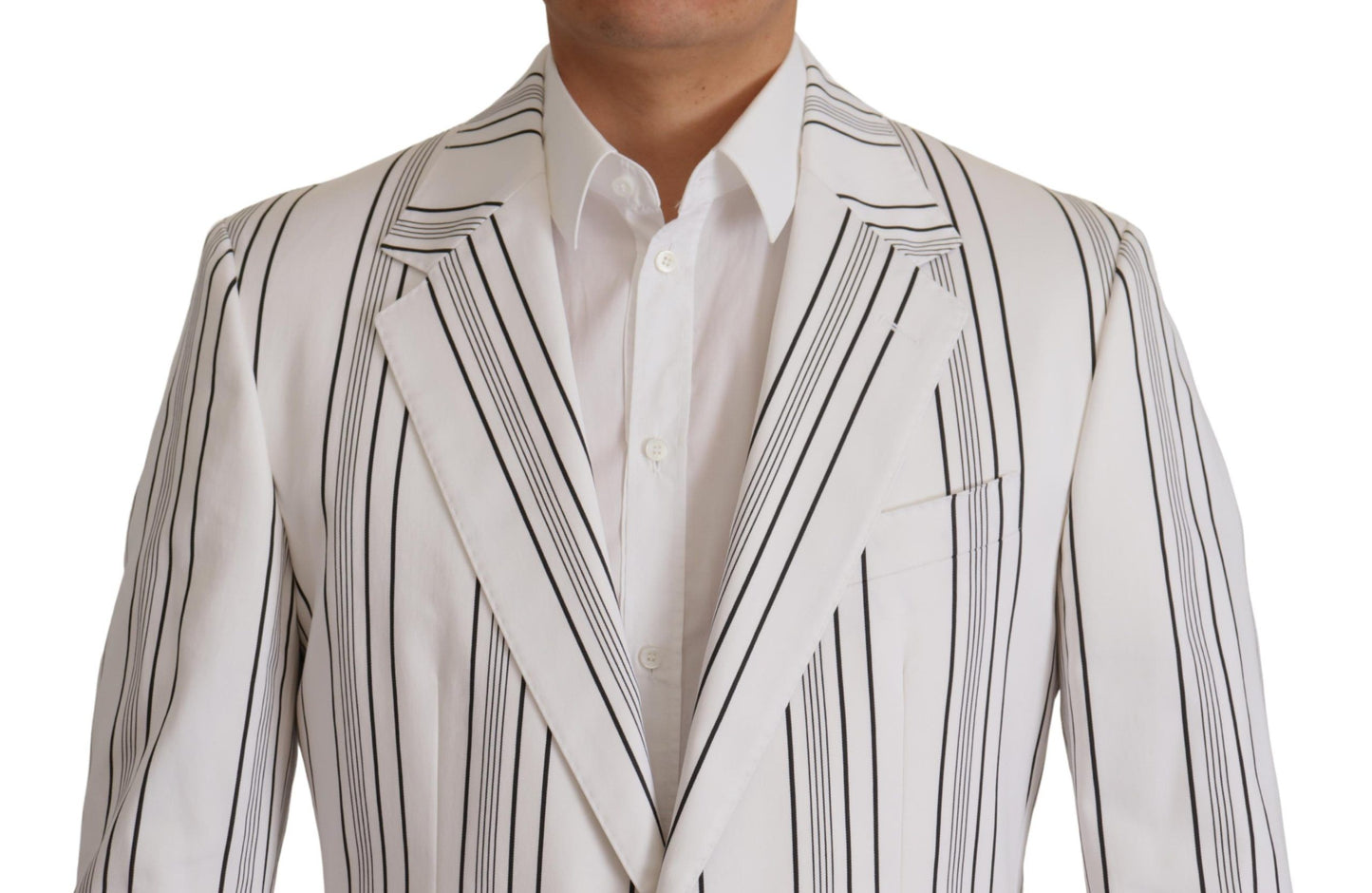 Dolce & Gabbana Elegant Striped Cotton Blend Blazer