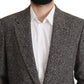 Dolce & Gabbana Exquisite Gray Herringbone Blazer Jacket