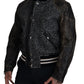 Dolce & Gabbana Multicolor Houndstooth Leather Bomber Jacket