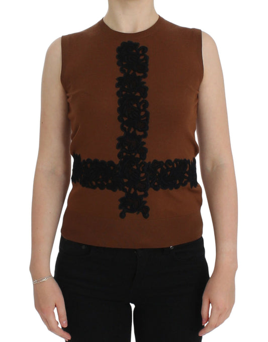 Dolce & Gabbana Timeless Wool and Lace Sleeveless Vest