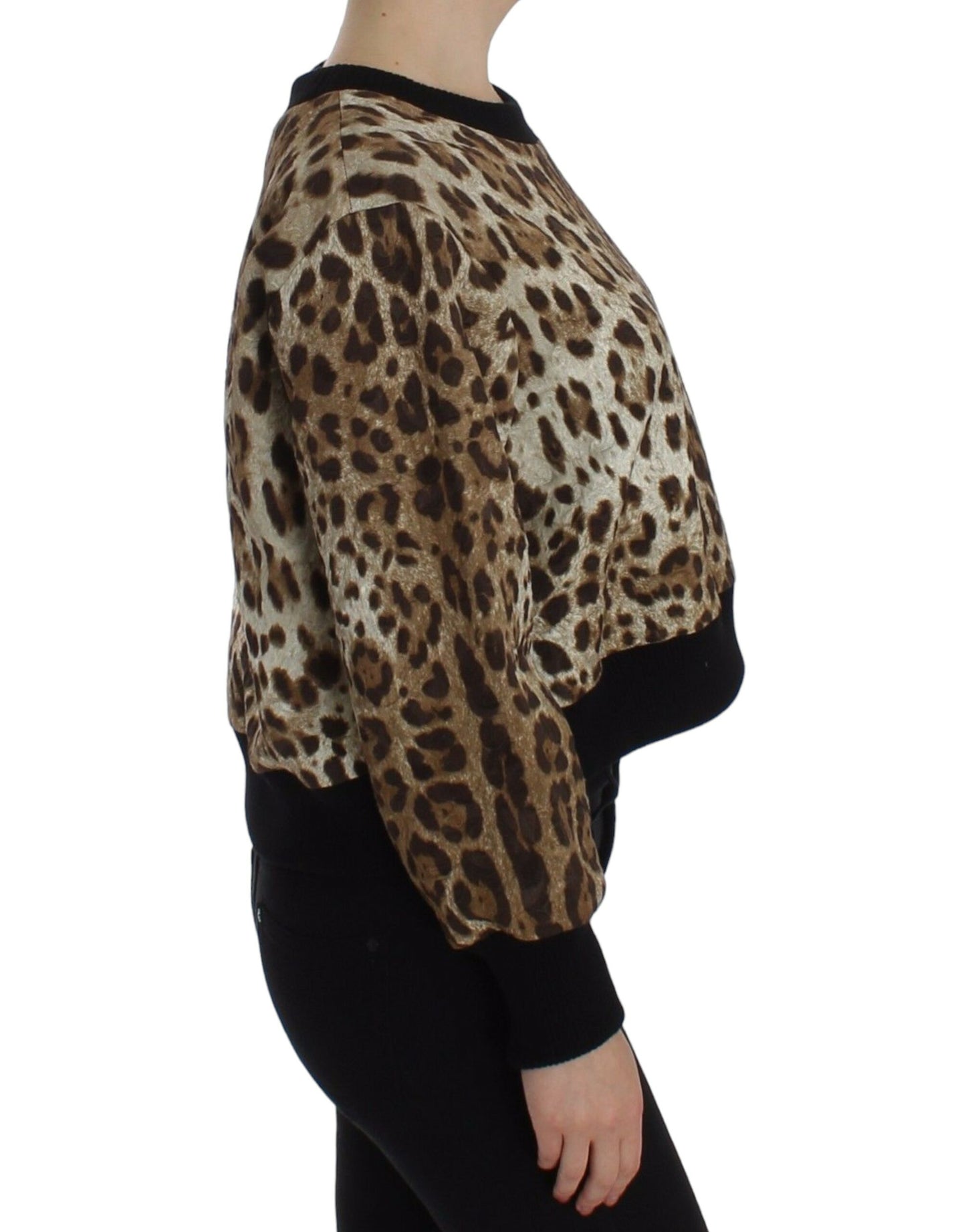 Dolce & Gabbana Elegant Leopard Print Short Sweater Top
