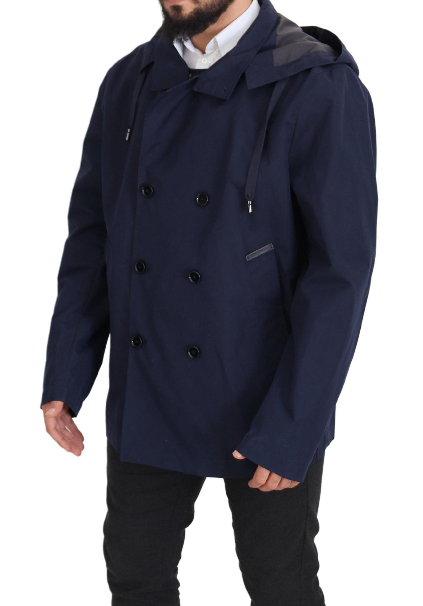 Dolce & Gabbana Elegant Double-Breasted Blue Parka Jacket