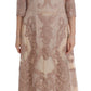 Dolce & Gabbana Pink Silk Lace Ricamo Shift Gown Dress
