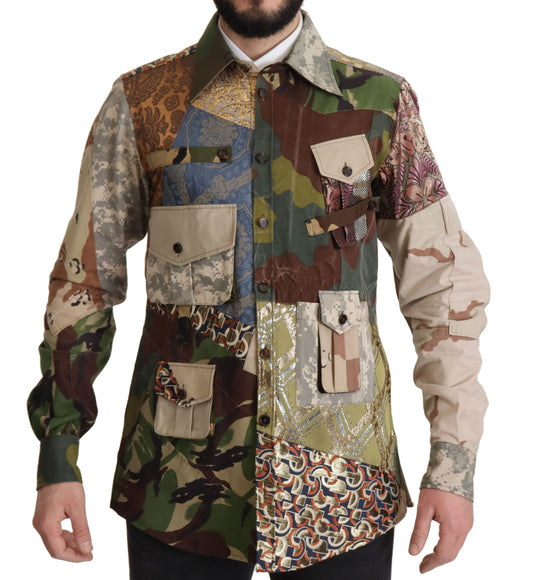 Dolce & Gabbana Patchwork Camouflage Casual Shirt