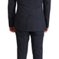 Dolce & Gabbana Elegant Dark Blue Cotton Three Piece Martini Suit