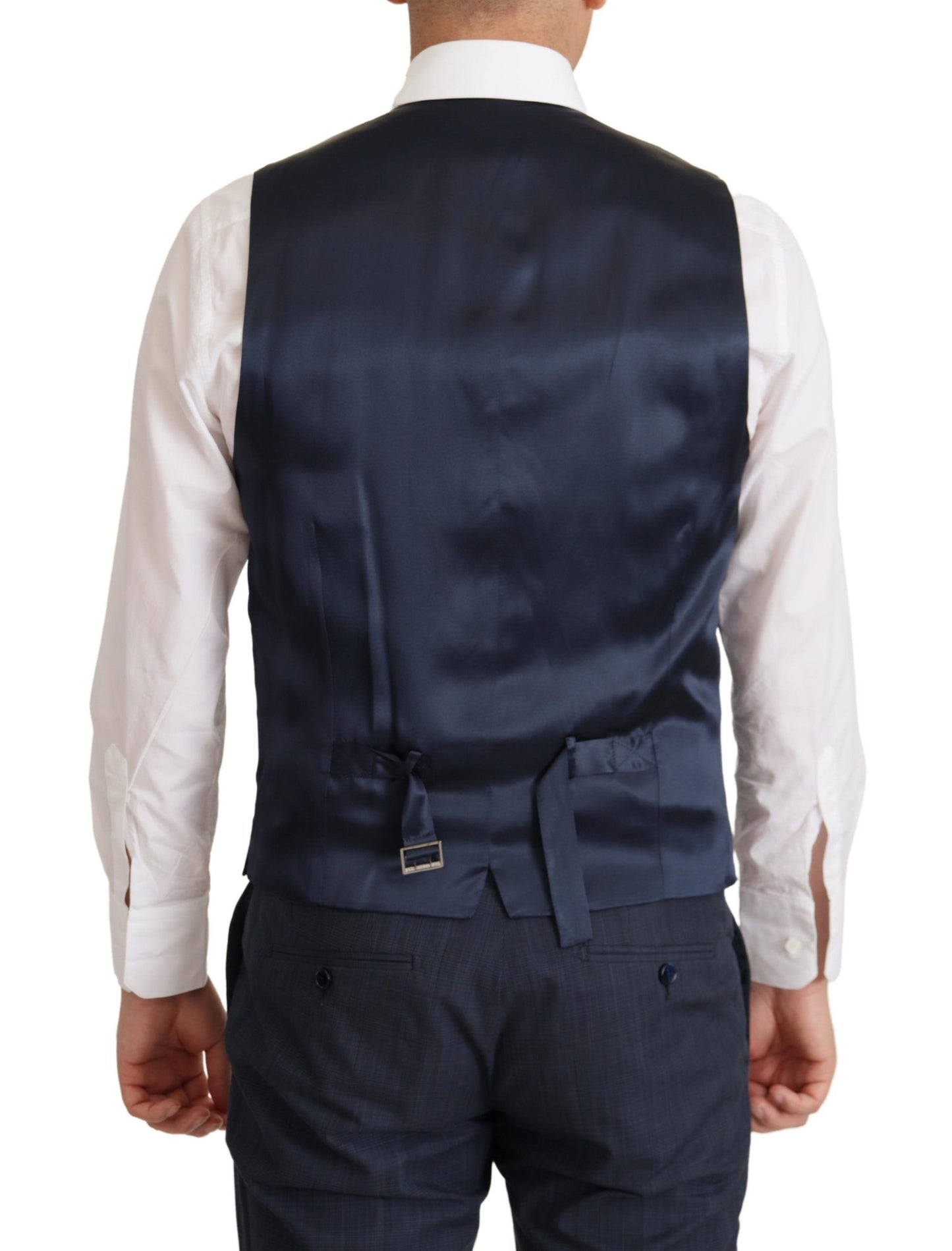 Dolce & Gabbana Elegant Dark Blue Cotton Three Piece Martini Suit