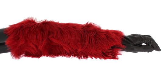 Dolce & Gabbana Elegant Red Leather Elbow Long Gloves