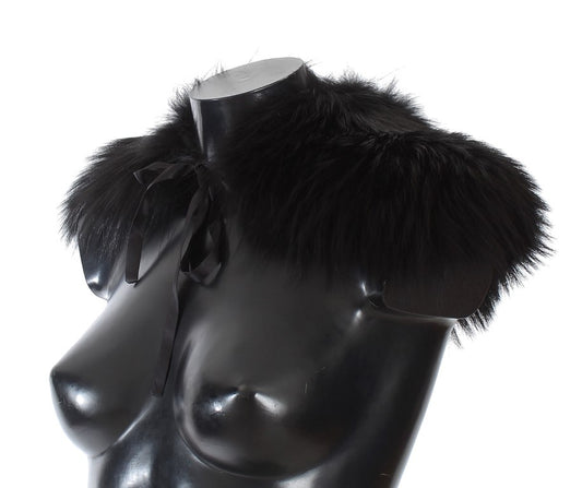 Dolce & Gabbana Black Fox Fur Chic Shoulder Wrap