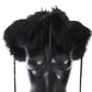 Dolce & Gabbana Elegant Black Fox Fur Silk Shoulder Wrap