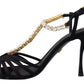 Dolce & Gabbana Elegant Silk Blend Crystal T-Strap Heels