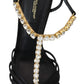 Dolce & Gabbana Elegant Silk Blend Crystal T-Strap Heels