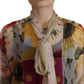 Dolce & Gabbana Multicolor Silk Ascot Collar Blouse