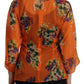 Dolce & Gabbana Orange Floral Print Long Sleeve Blouse