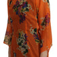 Dolce & Gabbana Orange Floral Print Long Sleeve Blouse