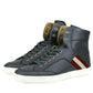 Bally Dark Grey Calf Leather Hi Top Sneaker With Red Beige