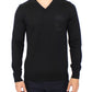 Ermanno Scervino Elegant Black V-Neck Wool Blend Sweater