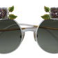 Dolce & Gabbana Elegant Floral Embellished Gold Sunglasses