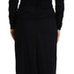 Dolce & Gabbana Elegant Sheath Wrap Dress with Long Sleeves