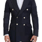 Dolce & Gabbana Navy Blue Double Breasted Slim Fit Blazer