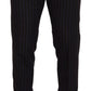 Dolce & Gabbana Elegant Black Striped Virgin Wool Suit