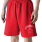 Comme Des Fuckdown Chic Red Cotton Bermuda Shorts with Logo Print