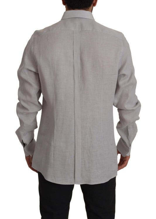 Dolce & Gabbana Elegant Grey Slim Fit Linen Shirt