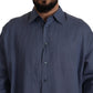 Dolce & Gabbana Elegant Dark Blue Linen Dress Shirt