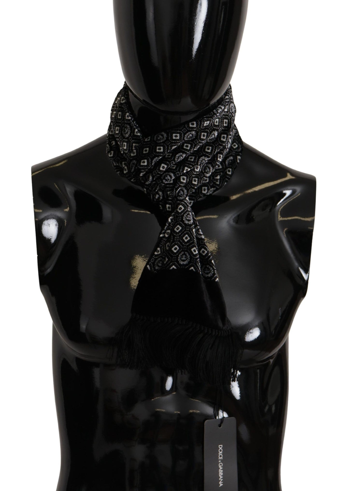 Dolce & Gabbana Elegant Black Geometric Silk Blend Scarf