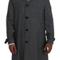 Dolce & Gabbana Elegant Gray Plaid Trench Coat