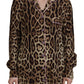 Dolce & Gabbana Brown Leopard Print Long Sleeves Blouse Top