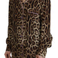 Dolce & Gabbana Brown Leopard Print Long Sleeves Blouse Top