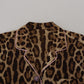 Dolce & Gabbana Brown Leopard Print Long Sleeves Blouse Top