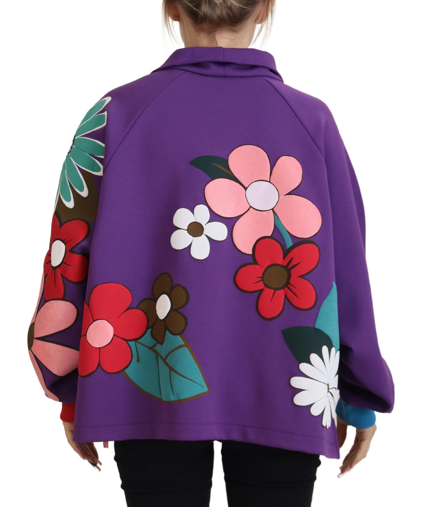 Dolce & Gabbana Elegant Purple Floral Pullover Sweater