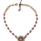 Dolce & Gabbana Elegant Gold Crystal Floral Statement Necklace