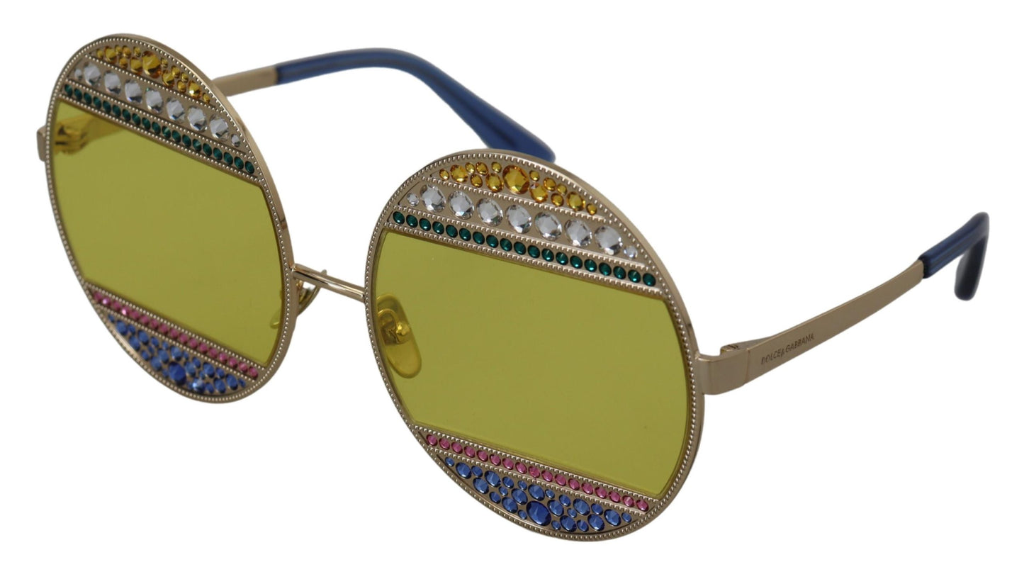 Dolce & Gabbana Crystal Embellished Gold Oval Sunglasses