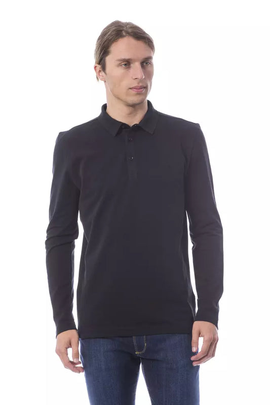 Verri Black Cotton Men's Polo Shirt Long Sleeve