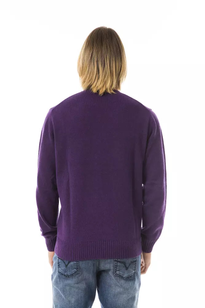 Uominitaliani Purple Wool Men Sweater