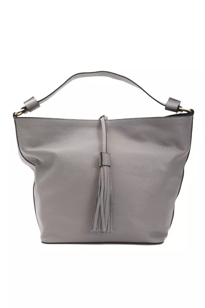 Pompei Donatella Gray Leather Women Shoulder Bag