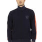 Automobili Lamborghini Blue Polyester Men Sweater with Zip and Side Pockets