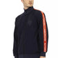 Automobili Lamborghini Blue Polyester Men Sweater with Zip and Side Pockets