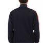 Automobili Lamborghini Blue Polyester Men Sweater with Zip and Side Pockets