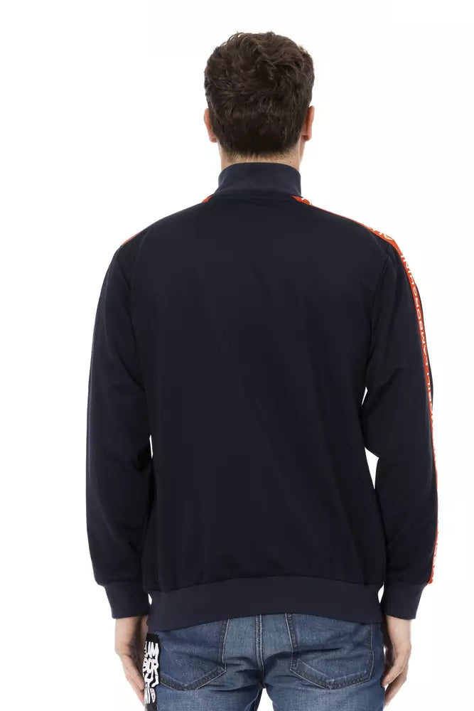 Automobili Lamborghini Blue Polyester Men Sweater with Zip and Side Pockets