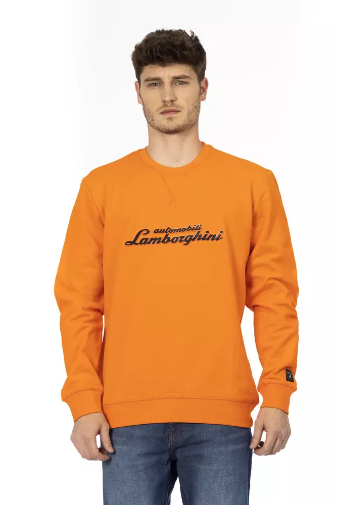 Automobili Lamborghini Orange Cotton Men Sweater