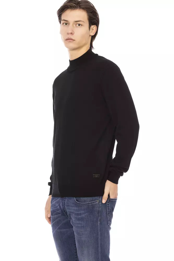 Baldinini Trend Black Fabric Men Turtleneck Sweater