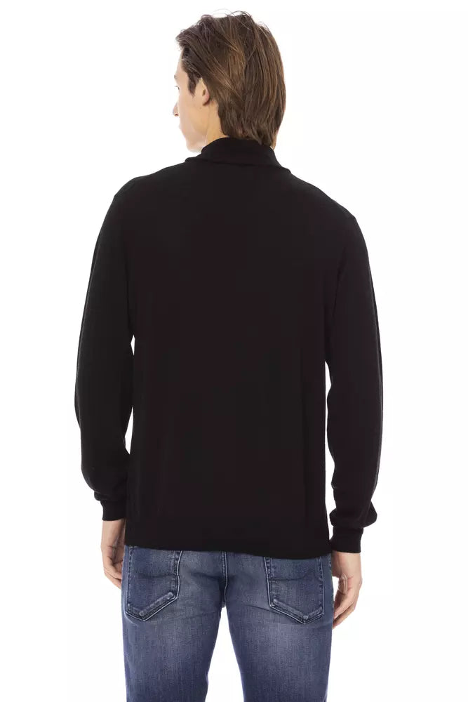 Baldinini Trend Black Fabric Men Turtleneck Sweater