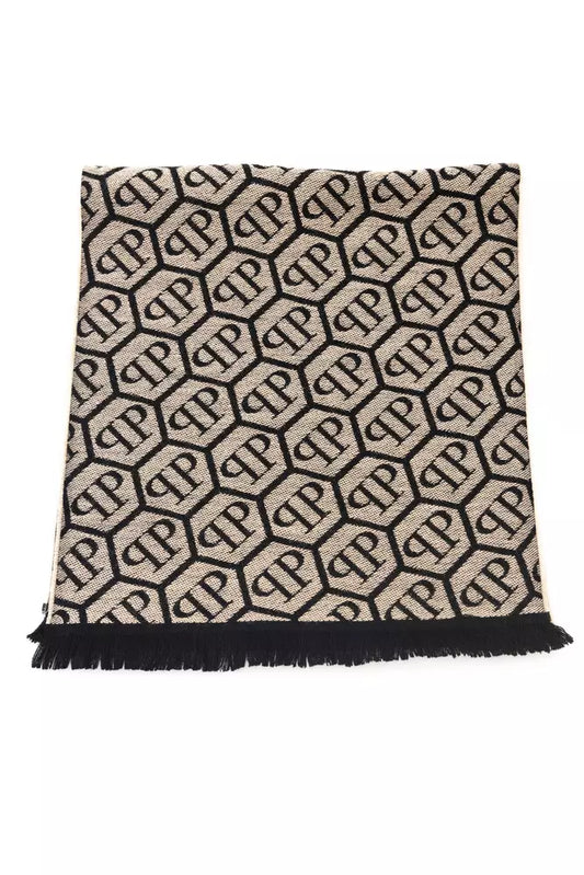 Philipp Plein Elegant Monogram Fringed Scarf